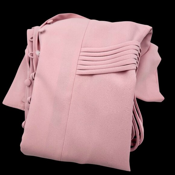 VTG 90S Y2K Pretty Woman Light Pink Button-Front Short Sleeve Midi Dress - Picture 5 of 16